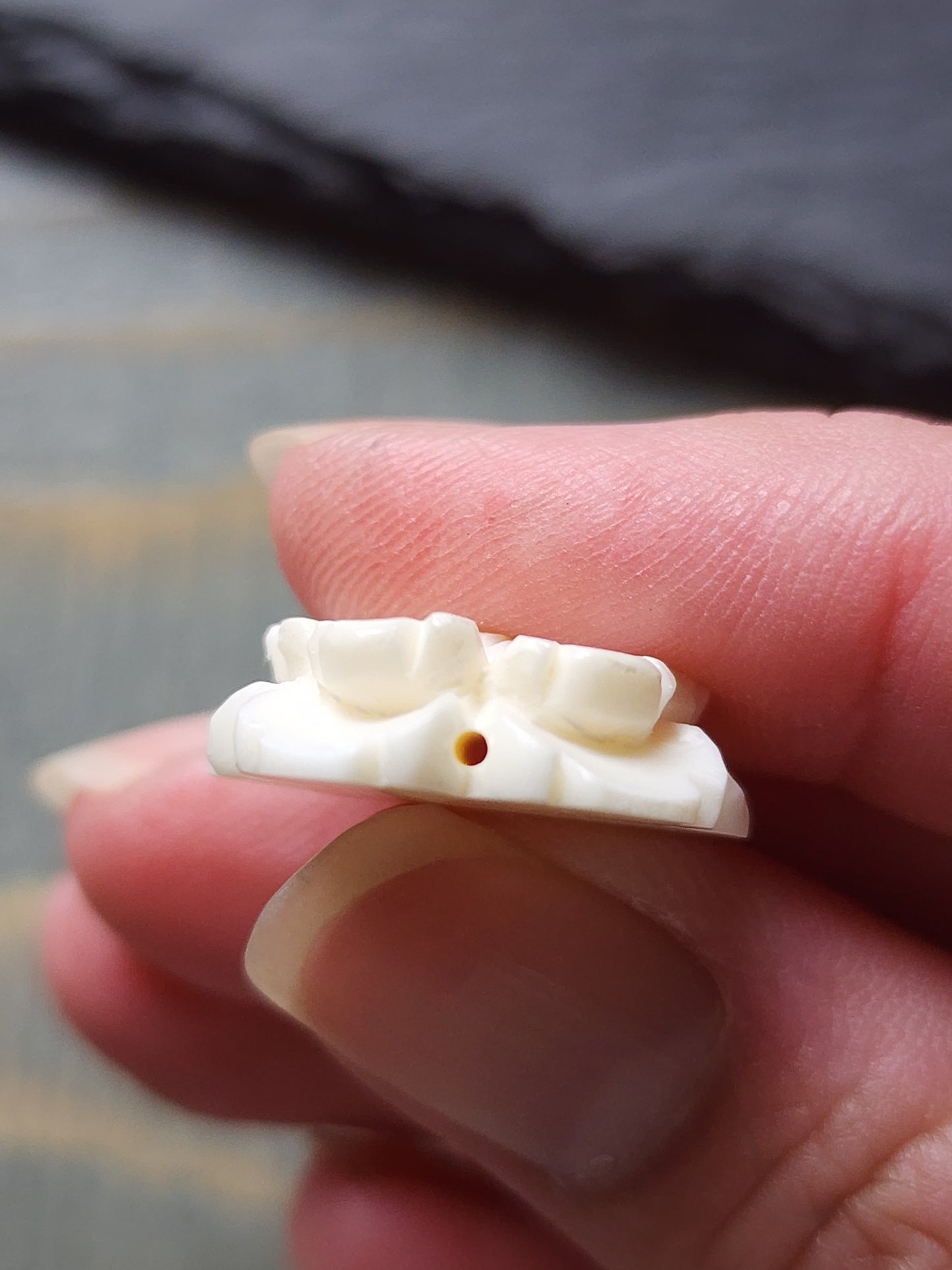 Hand-Carved Floral Bead