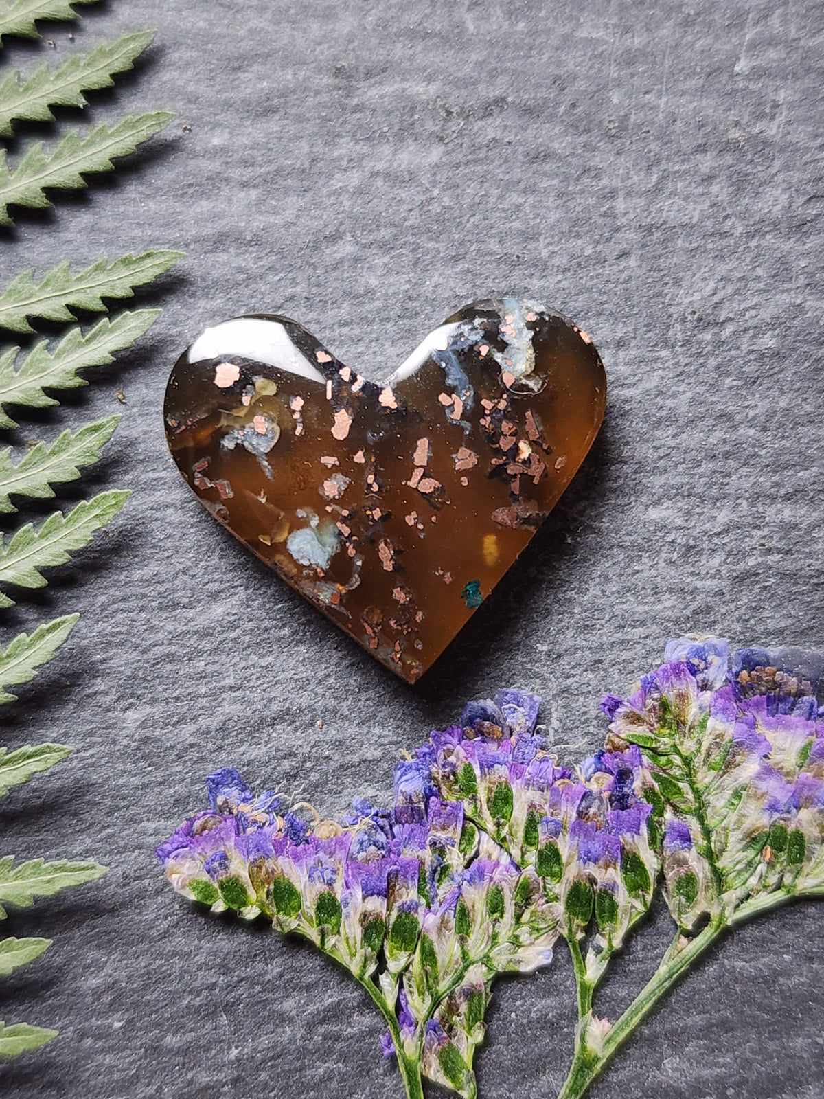 Copper stardust: Chrysocolla Copper in Chalcedony