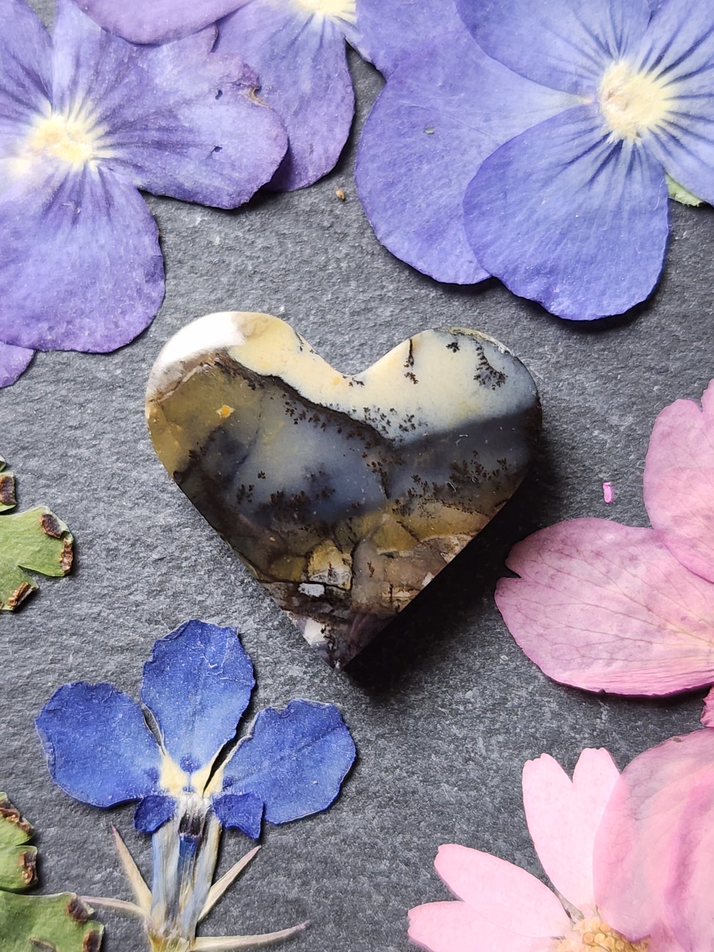 Amethyst sage agate heart