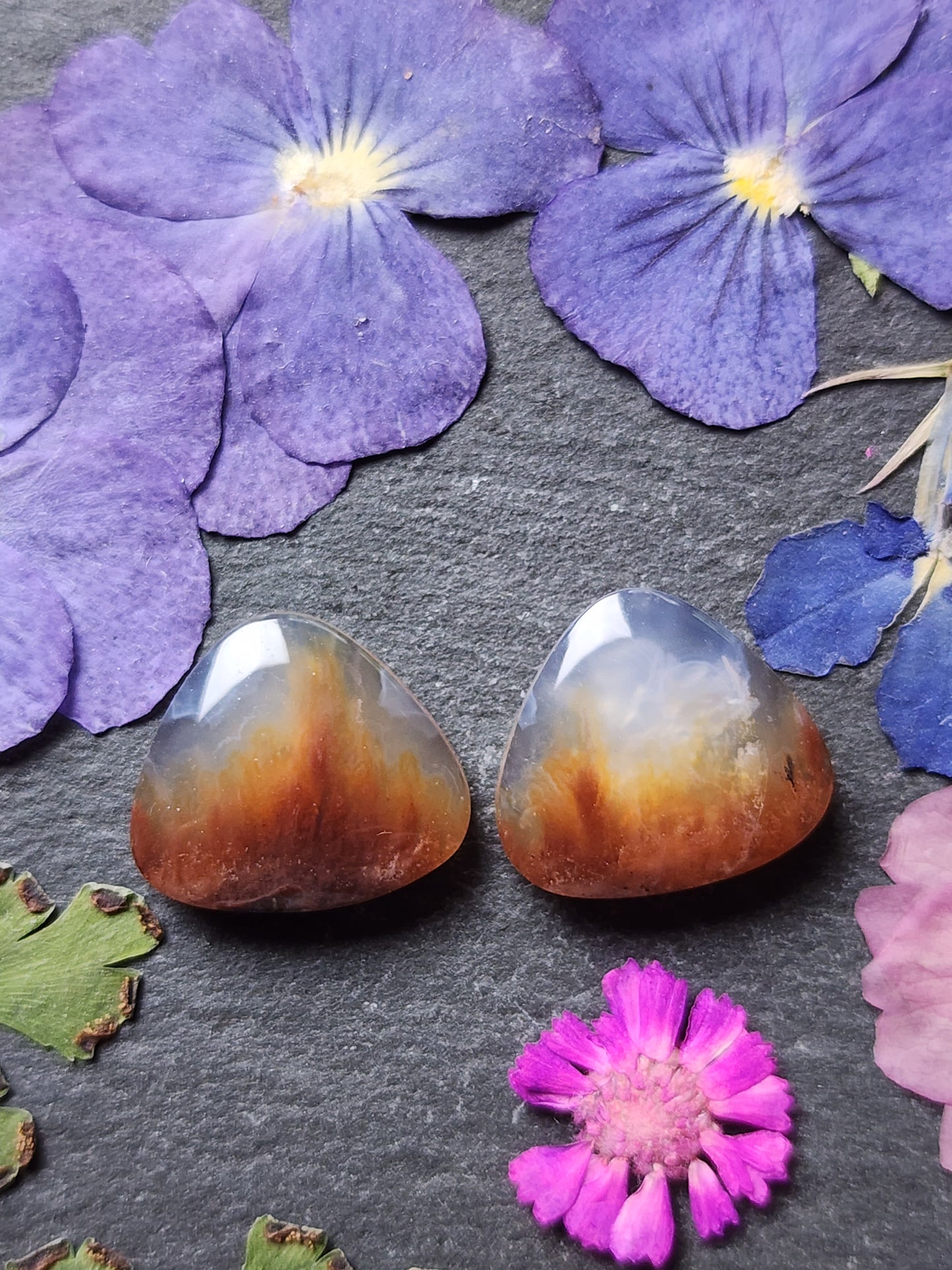 Garden Moss agate pair