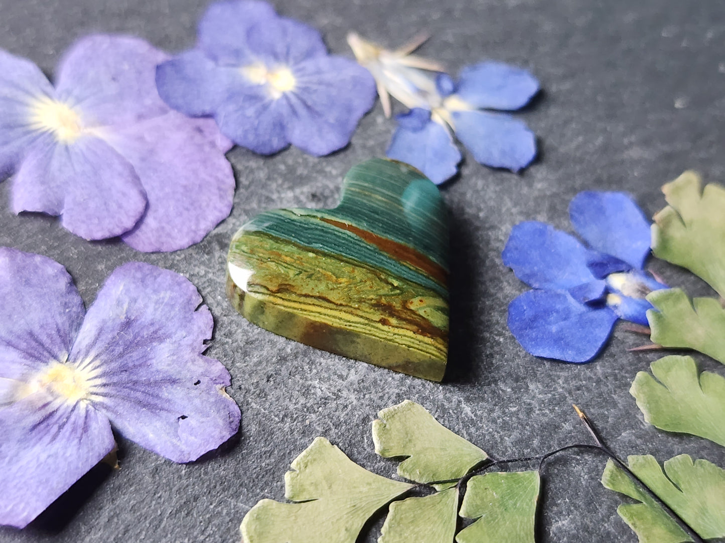 Gary green jasper / Larsonite heart