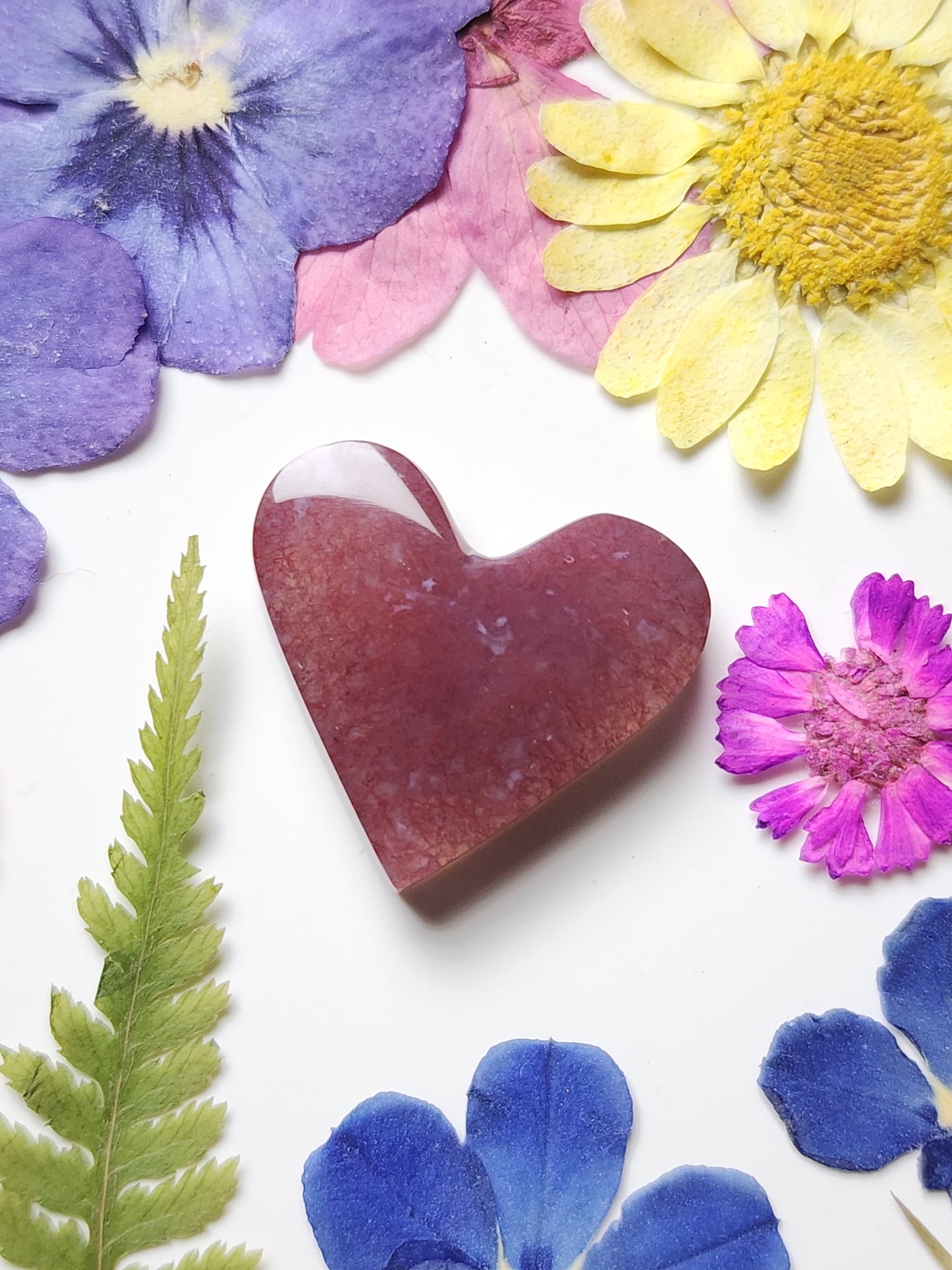 Red moss agate heart