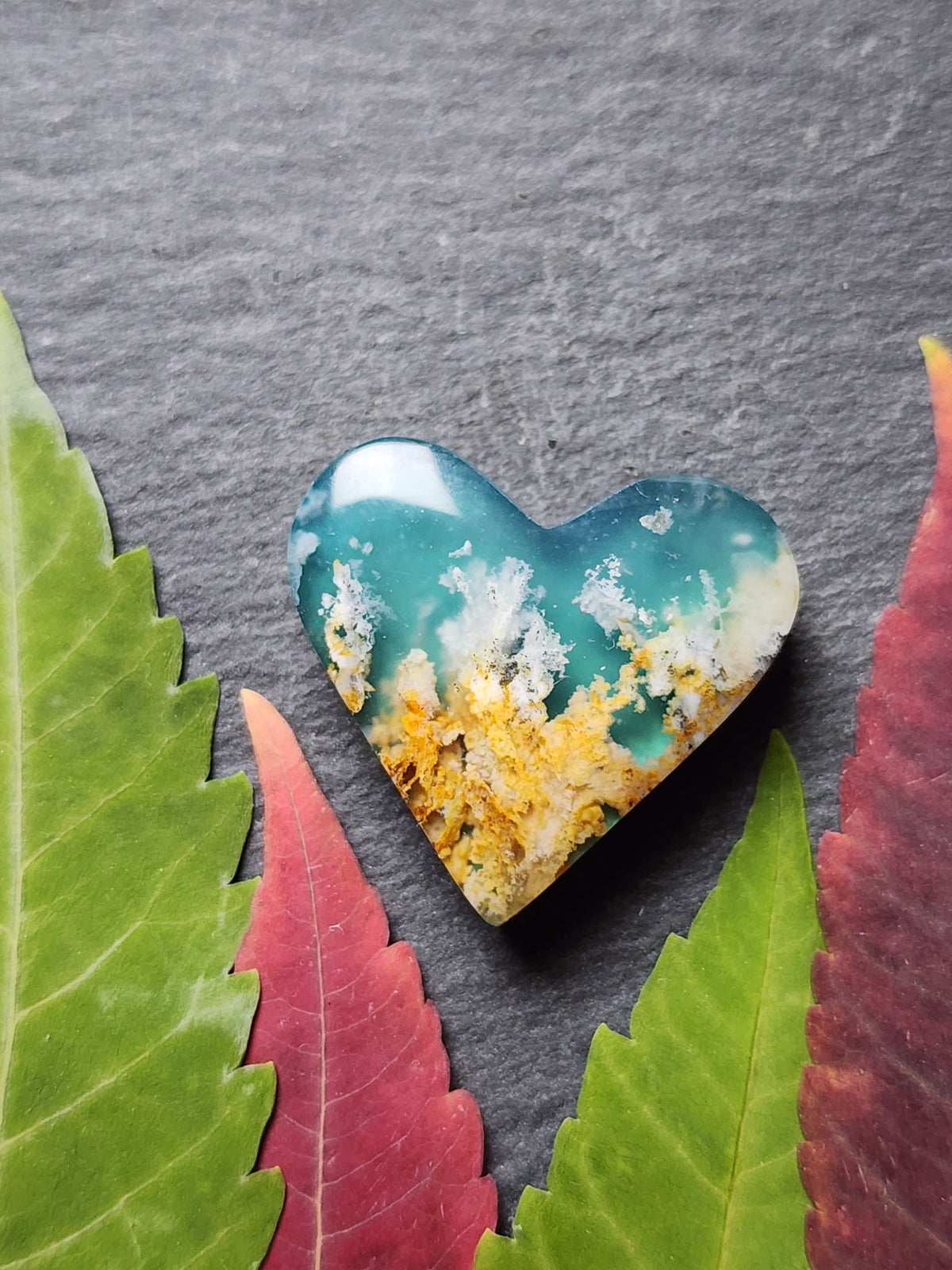 North ridge plume agate Doublet heart