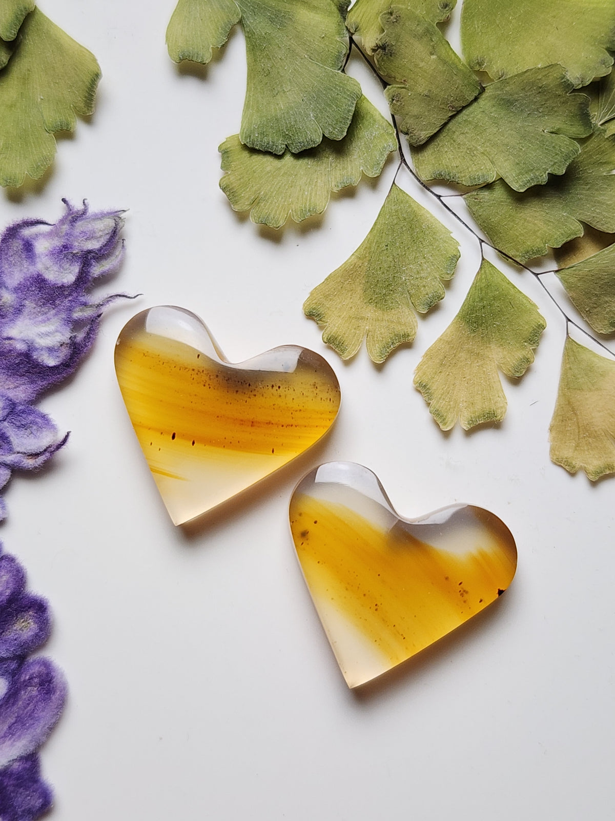 Montana agate heart pair