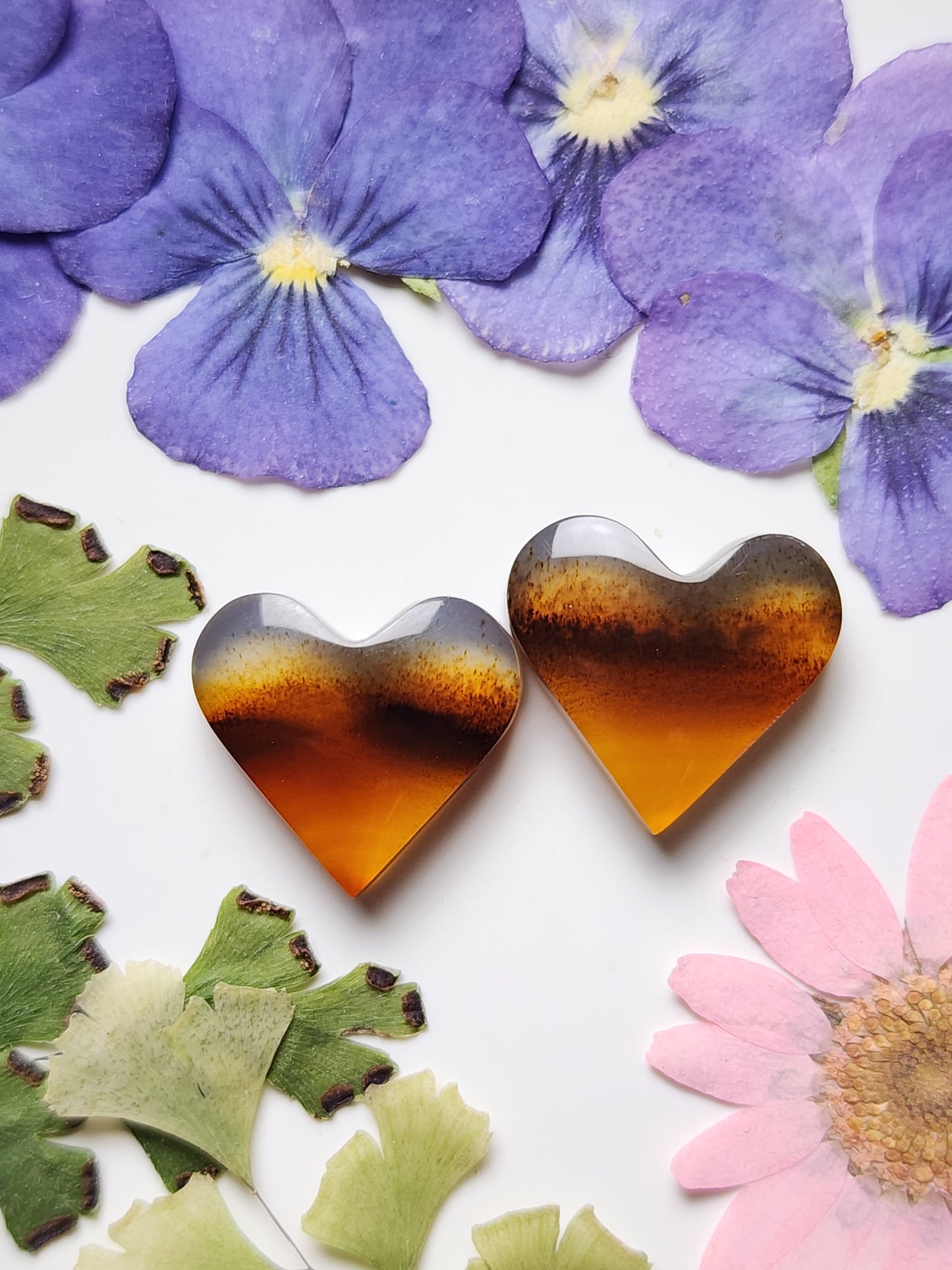 Montana agate heart pair