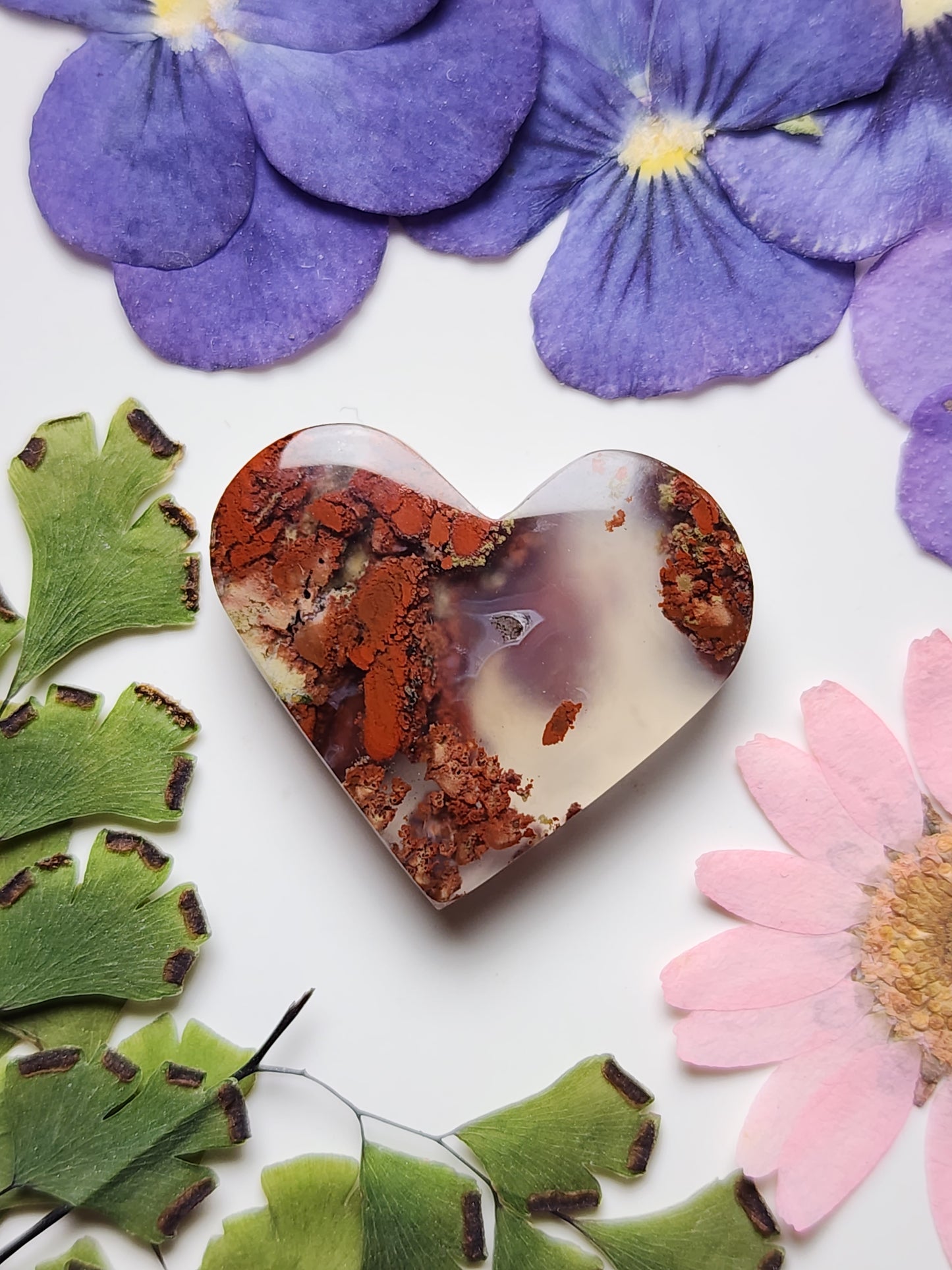 Garden Moss agate heart