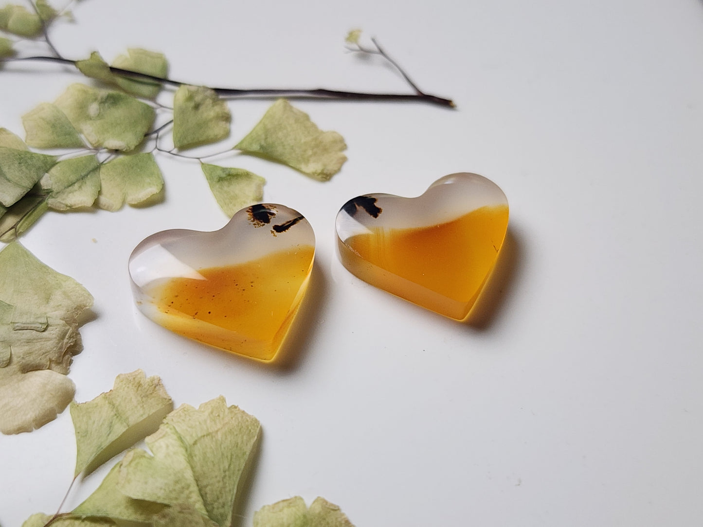 Montana agate heart pair