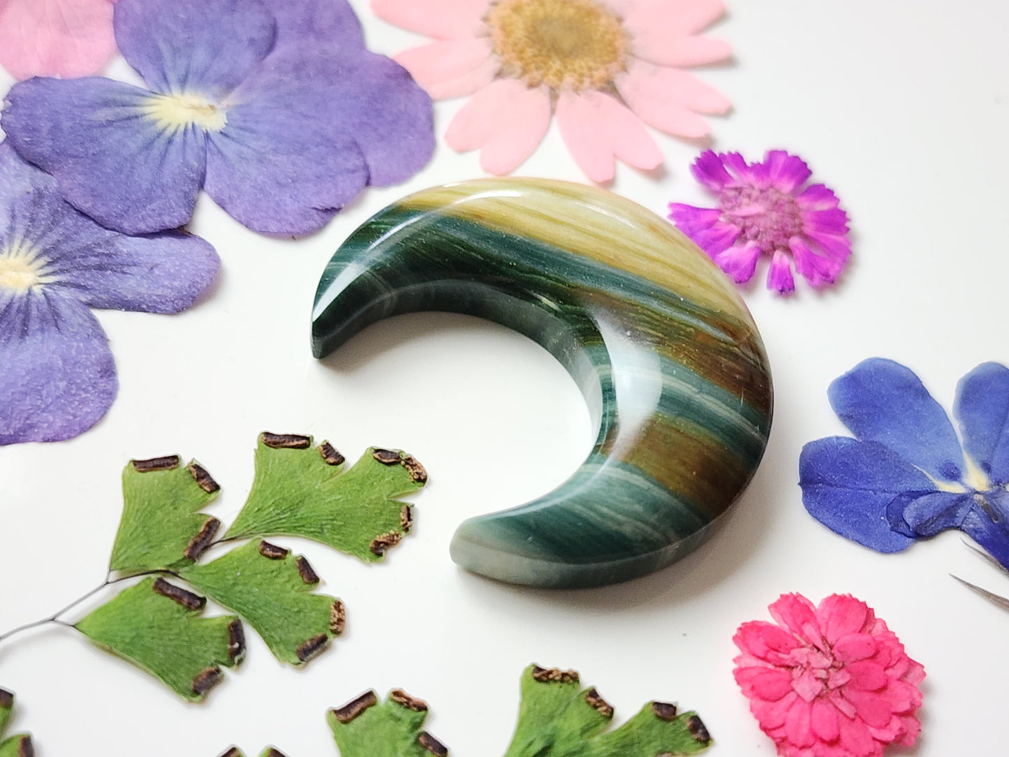 Gary green jasper/ Larsonite crescent