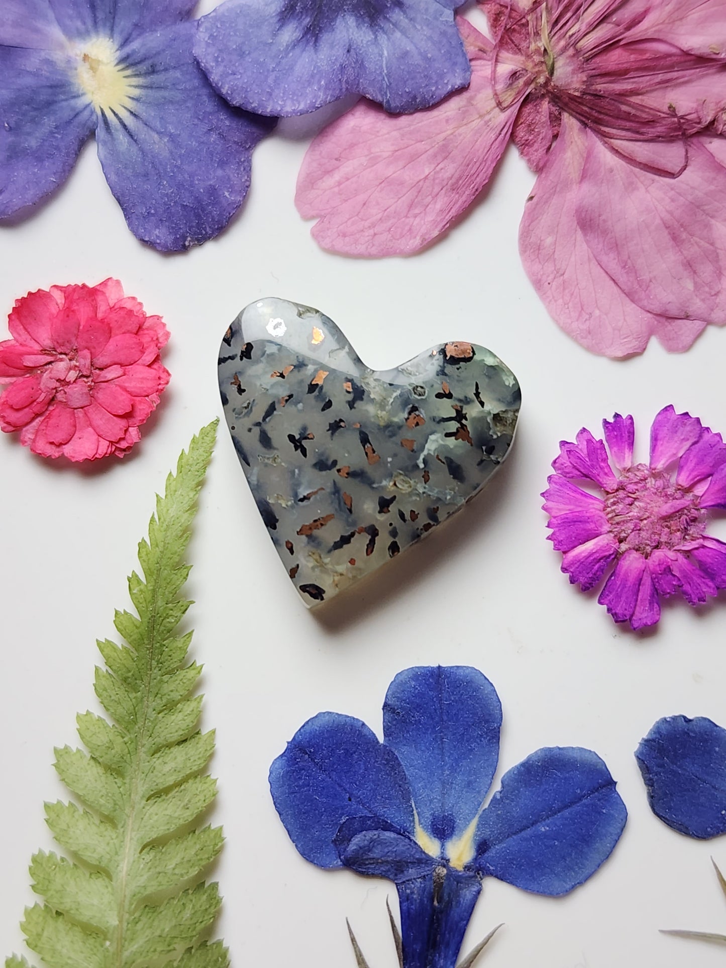 Copper Chrysocolla in quartz heart