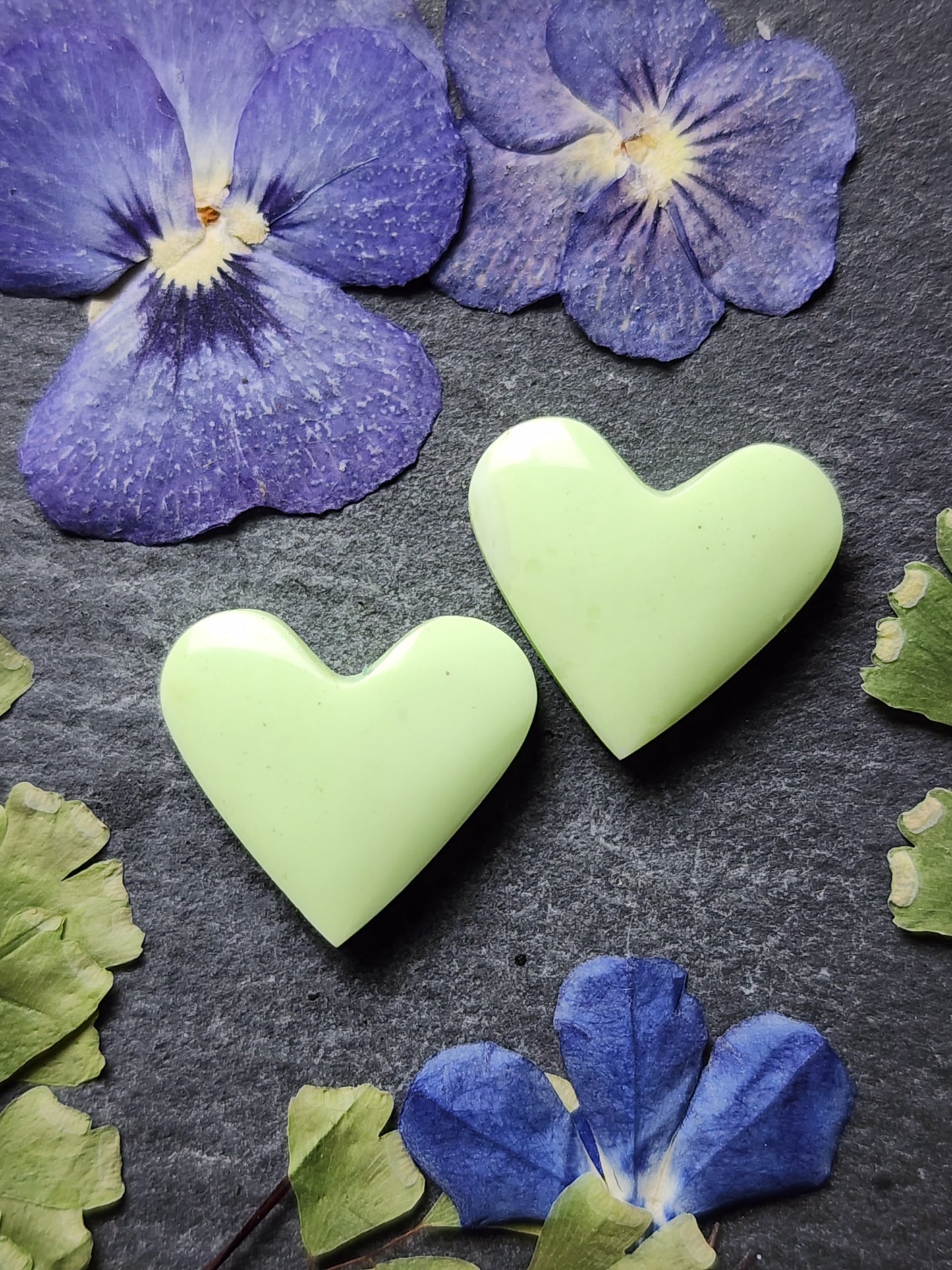 Lemon/ Citron chrysoprase heart pair