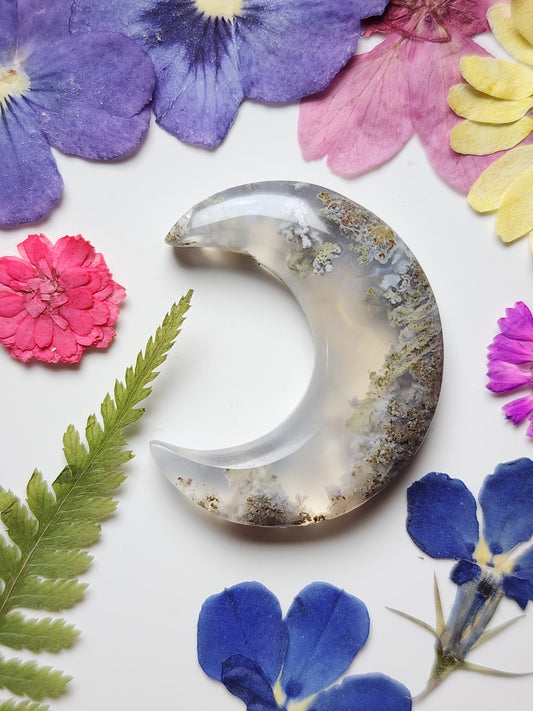 Garden Moss agate crescent
