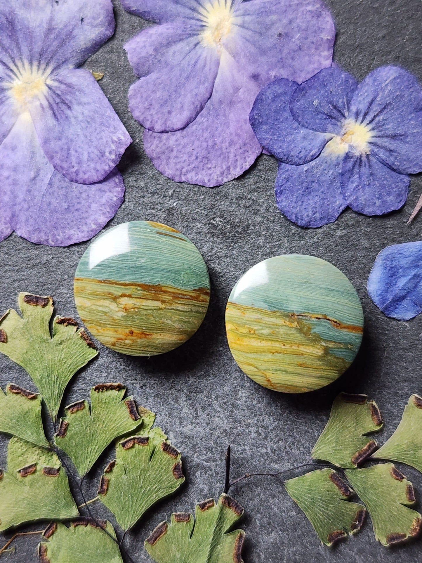 Gary green jasper/Larsonite pair